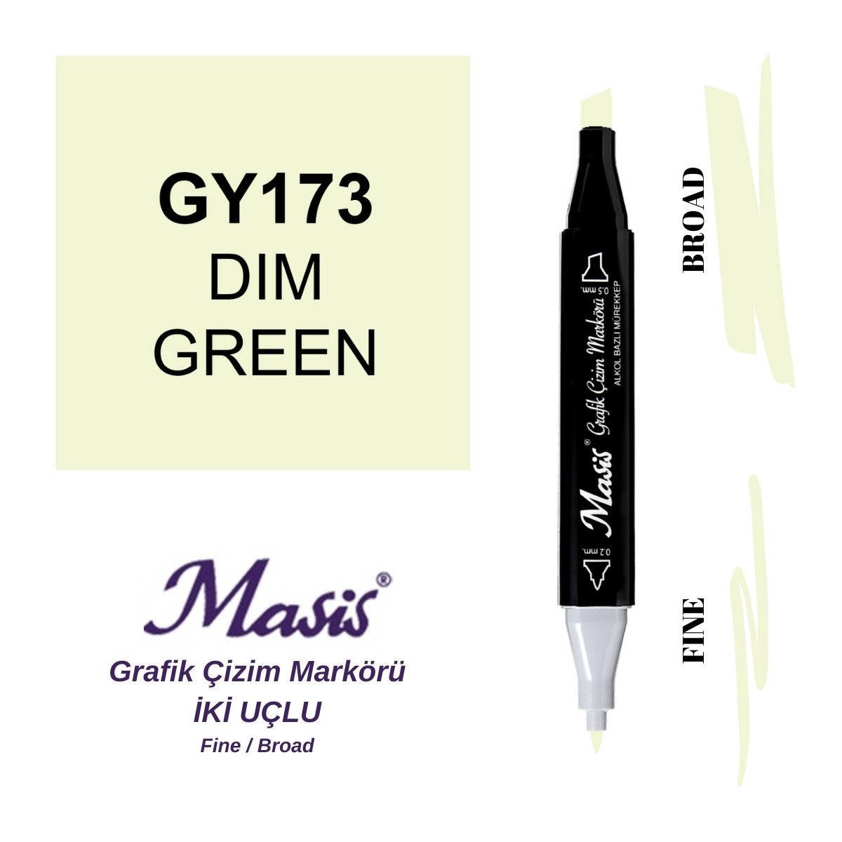 Masis Twin Çift Uçlu Marker Kalemi 173 Dim Green