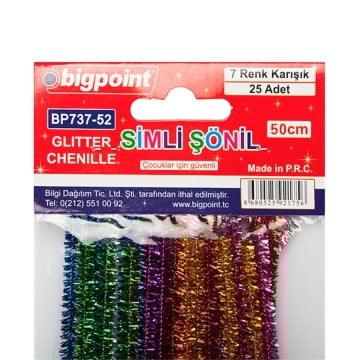 Bigpoint Simli Şönil 50 Cm 7 Renk / 25'li Poşet