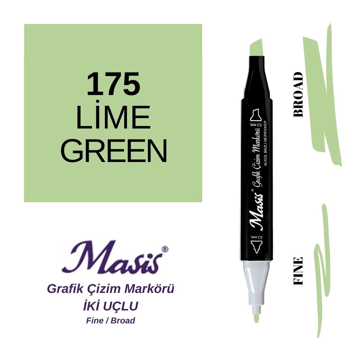 Masis Twin Çift Uçlu Marker Kalemi 175 Lime Green