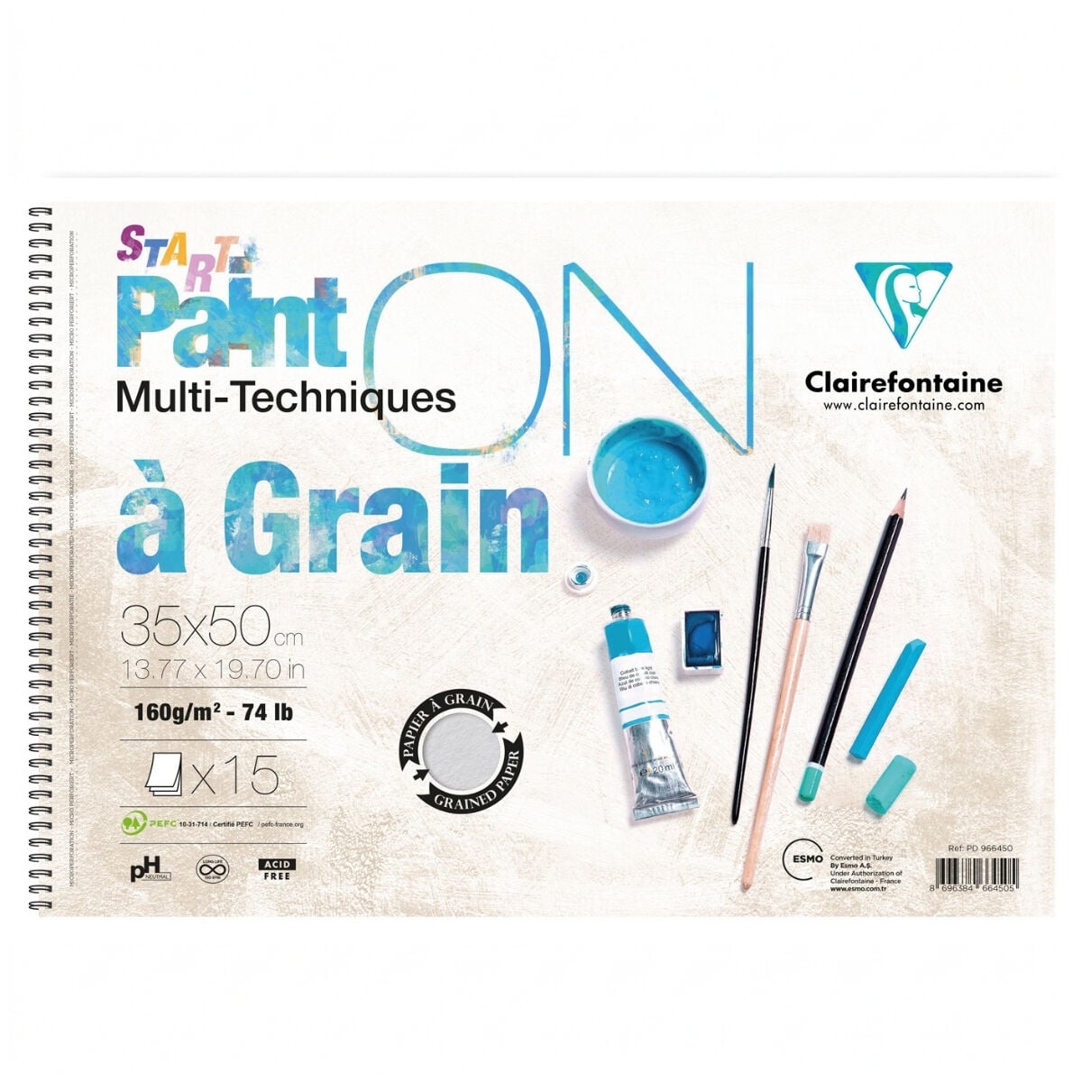 Clairefontaine Paint On A Grain Start Çok Amaçlı Blok 35x50cm 160gr 15yp