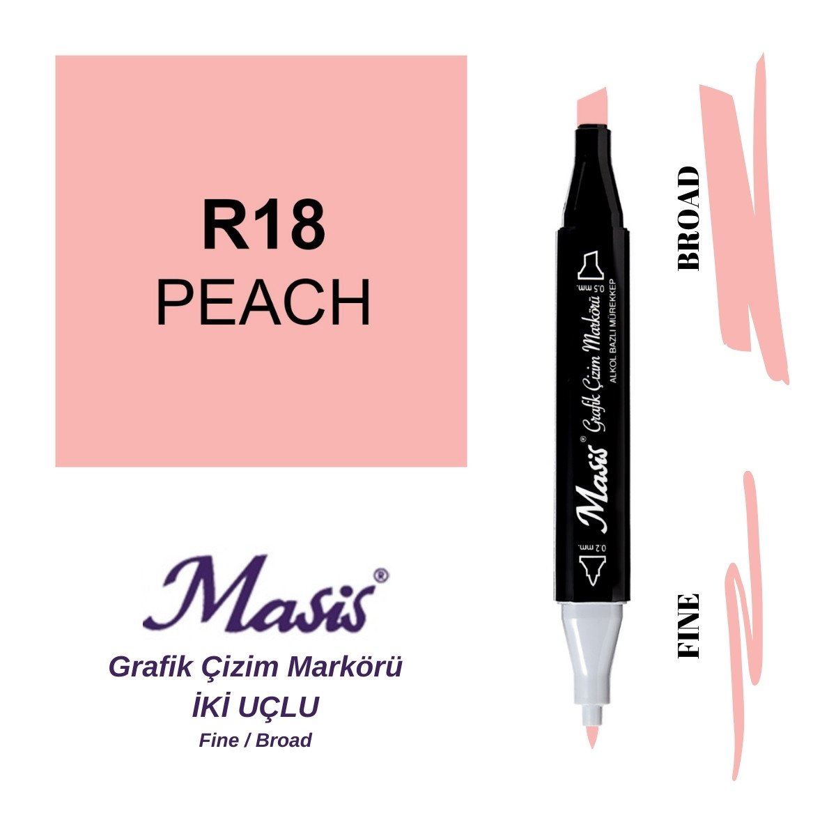Masis Twin Çift Uçlu Marker Kalemi 18 Peach