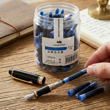 Jinhao Dolmakalem Mürekkep Kartuşu 3.4mm 100lü Royal Blue