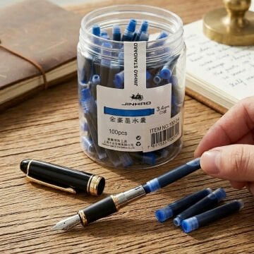 Jinhao Dolmakalem Mürekkep Kartuşu 3.4mm 100lü Royal Blue