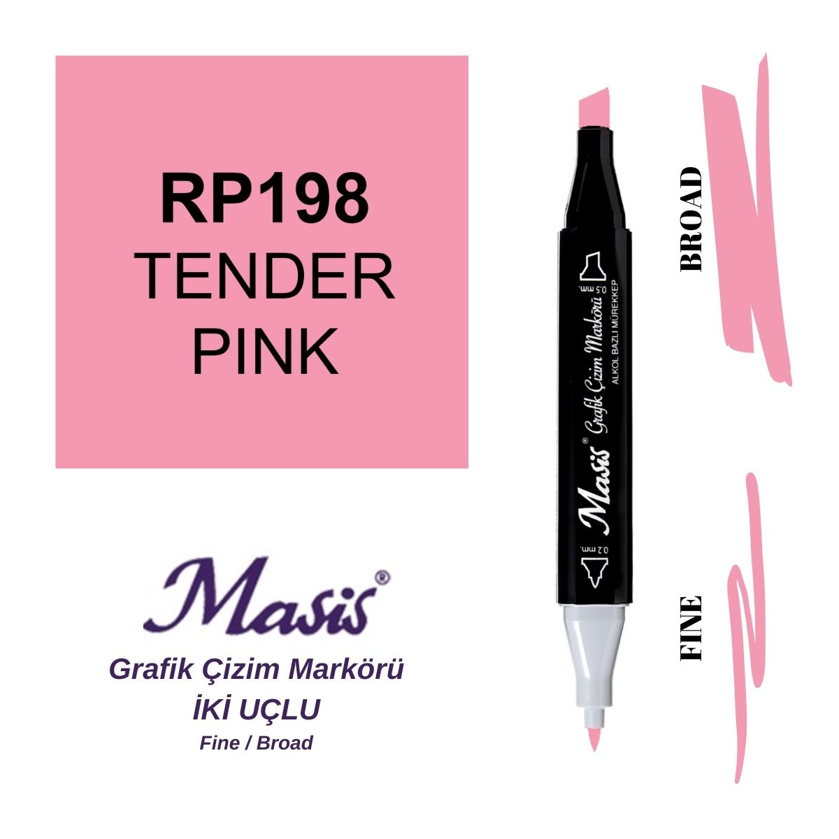 Masis Twin Çift Uçlu Marker Kalemi 198 Tender Pink