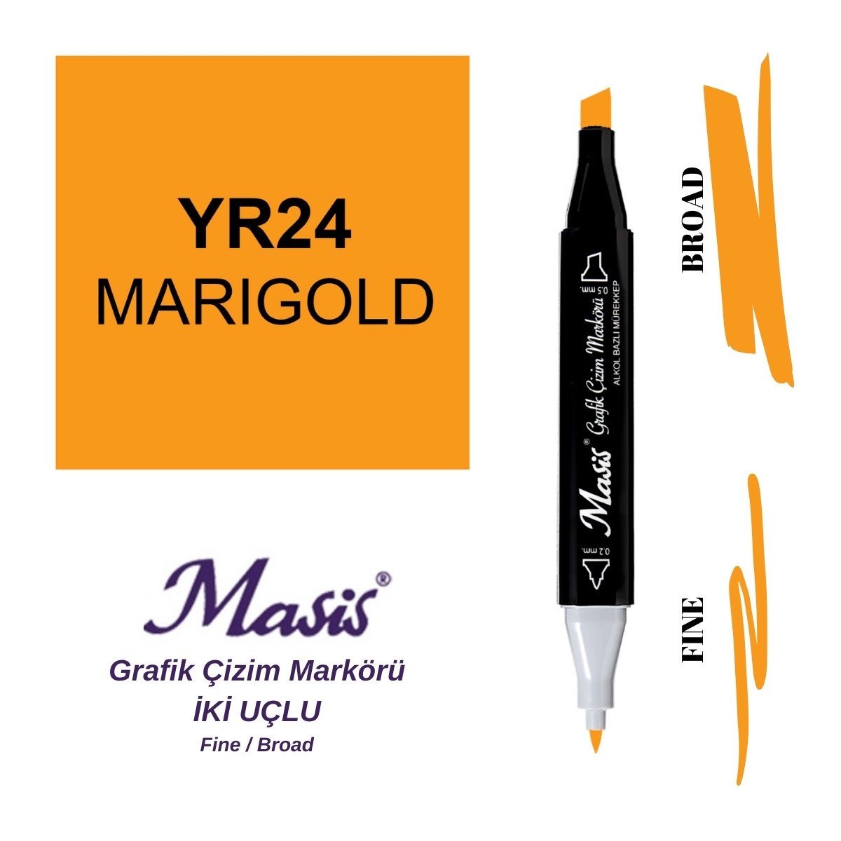 Masis Twin Çift Uçlu Marker Kalemi 24 Marigold