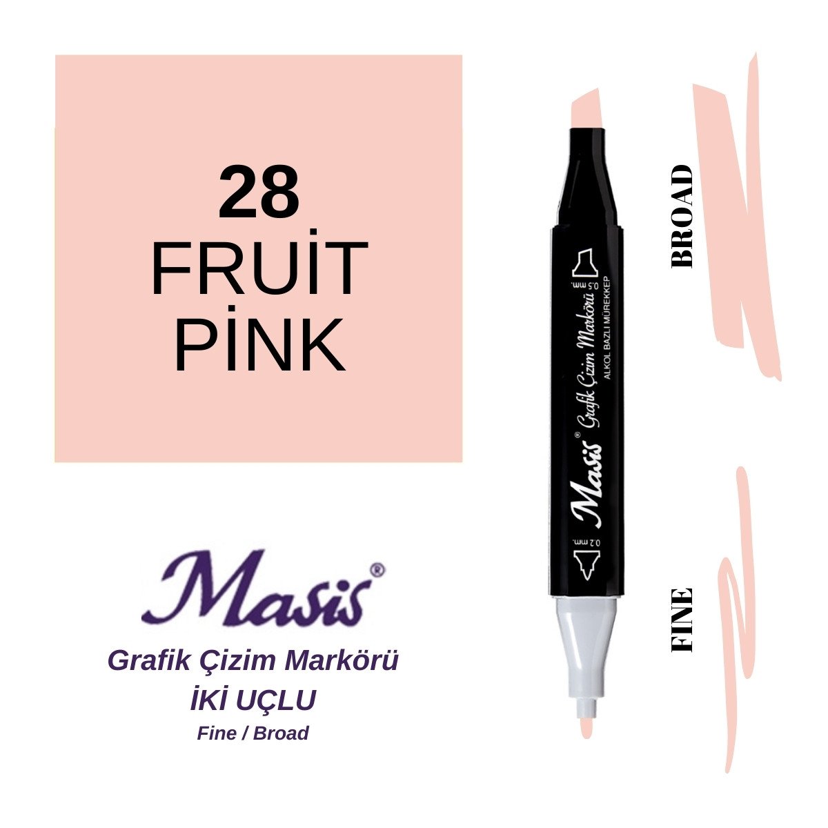 Masis Twin Çift Uçlu Marker Kalemi 28 Fruit Pink