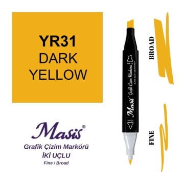 Masis Twin Çift Uçlu Marker Kalemi 31 Dark Yellow