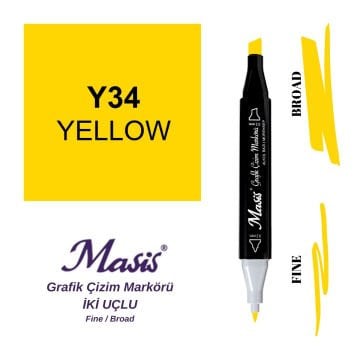 Masis Twin Çift Uçlu Marker Kalemi 34 Yellow