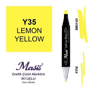 Masis Twin Çift Uçlu Marker Kalemi 35 Lemon Yellow