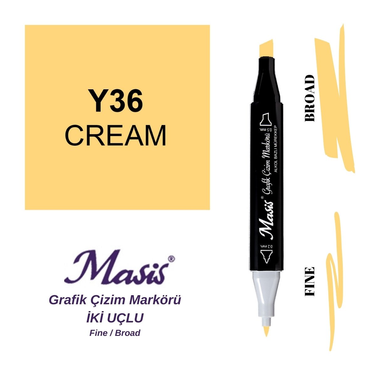 Masis Twin Çift Uçlu Marker Kalemi 36 Cream