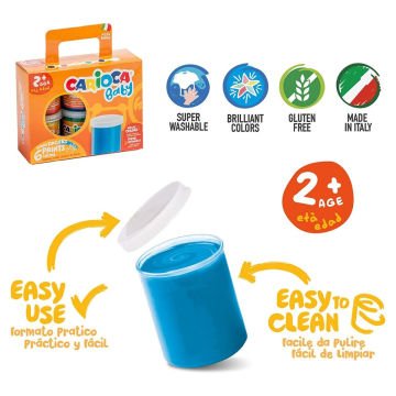 Carioca Yıkanabilir Parmak Boyası 6 Renk 80ml