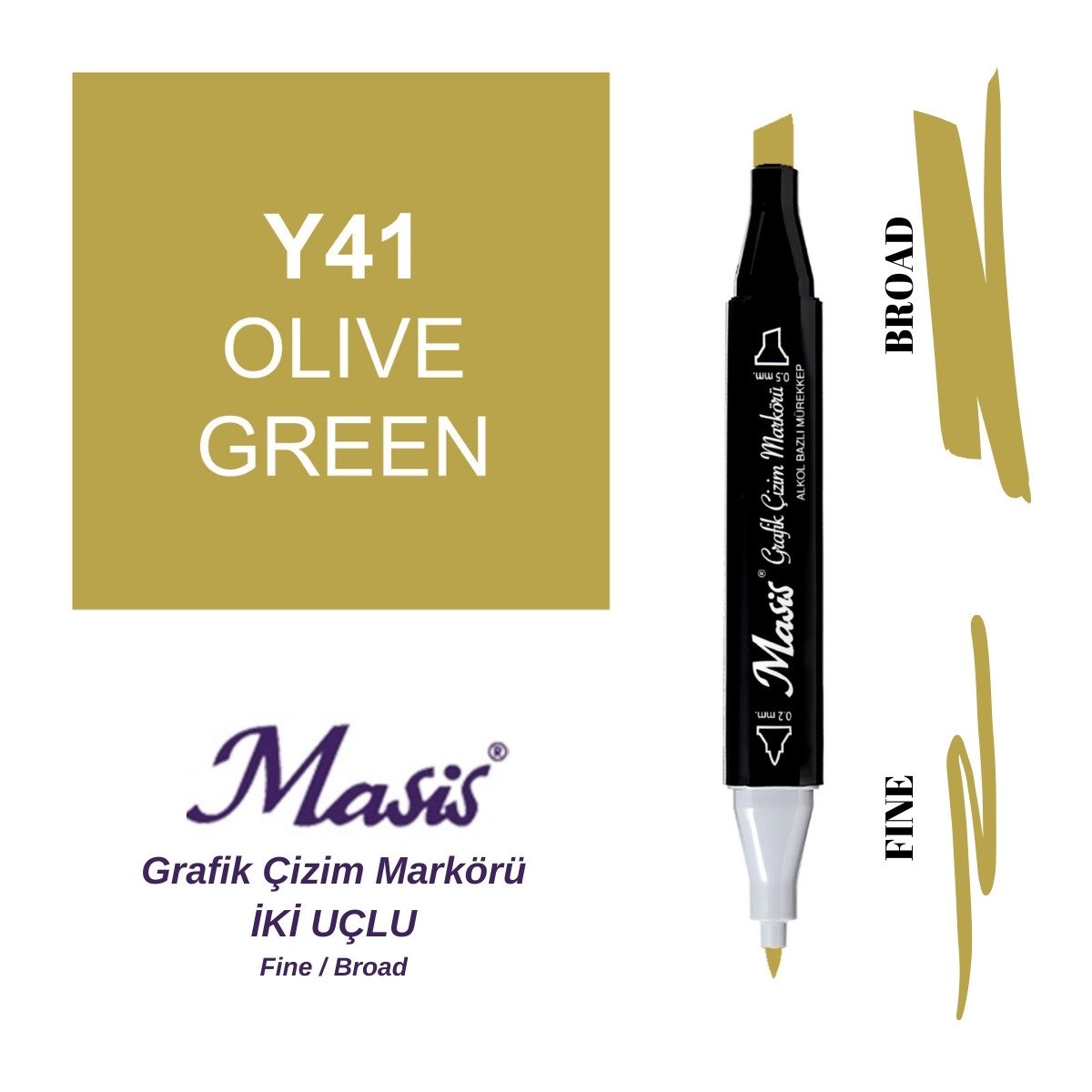 Masis Twin Çift Uçlu Marker Kalemi 41 Olive Green