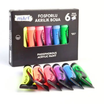 miArt Akrilik Boya Seti 6x15ml Tüp Fosforlu