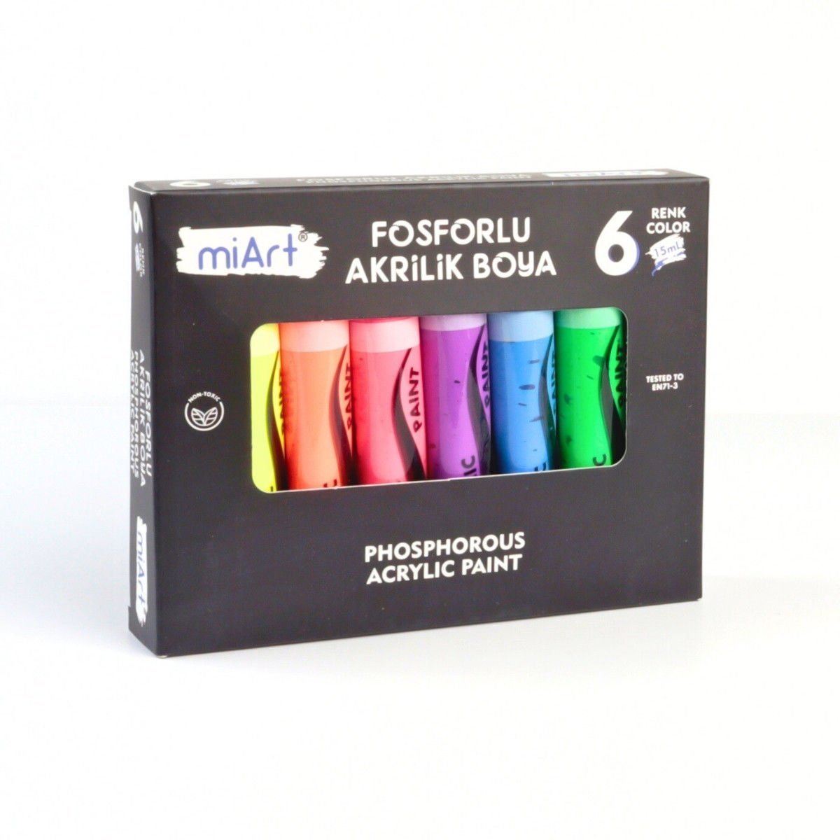 miArt Akrilik Boya Seti 6x15ml Tüp Fosforlu