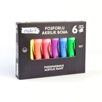 miArt Akrilik Boya Seti 6x15ml Tüp Fosforlu