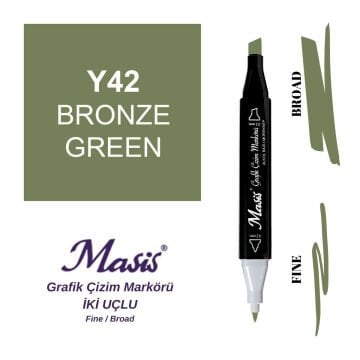 Masis Twin Çift Uçlu Marker Kalemi 42 Bronze Green