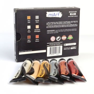 miArt Akrilik Boya Seti 6x15ml Tüp Metalik