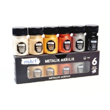 miArt Akrilik Boya Seti 6x30ml Metalik