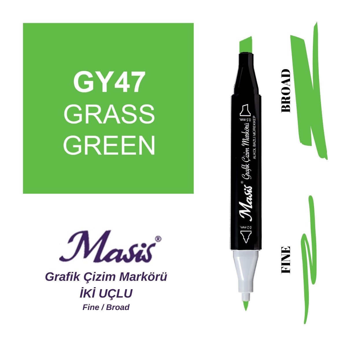 Masis Twin Çift Uçlu Marker Kalemi 47 Grass Green