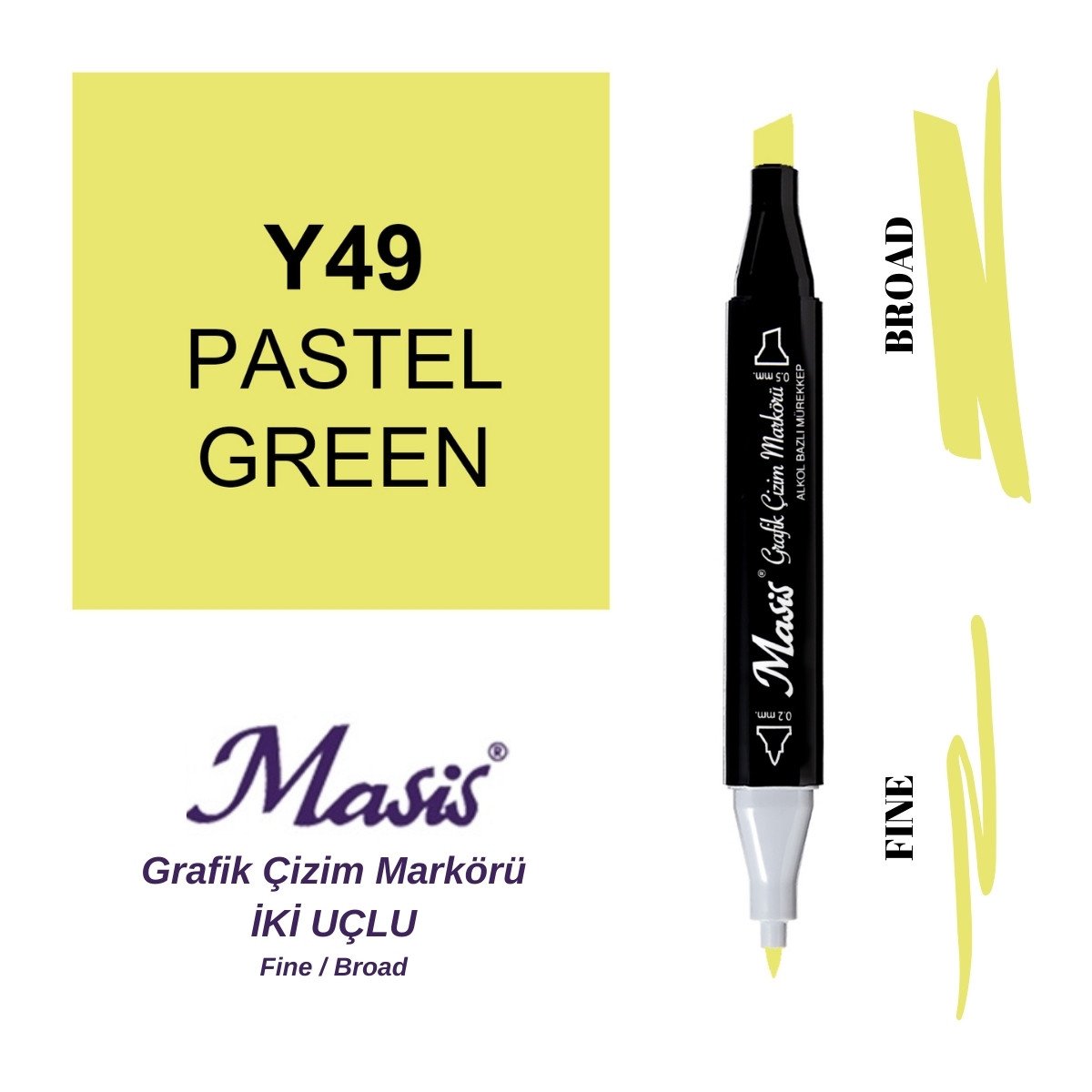 Masis Twin Çift Uçlu Marker Kalemi 49 Pastel Green