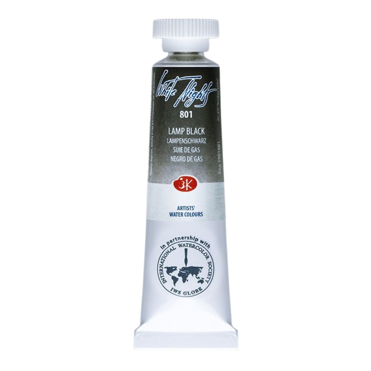 White Nights Watercolor Tüp Sulu Boya 10ml 801 Lamp Black