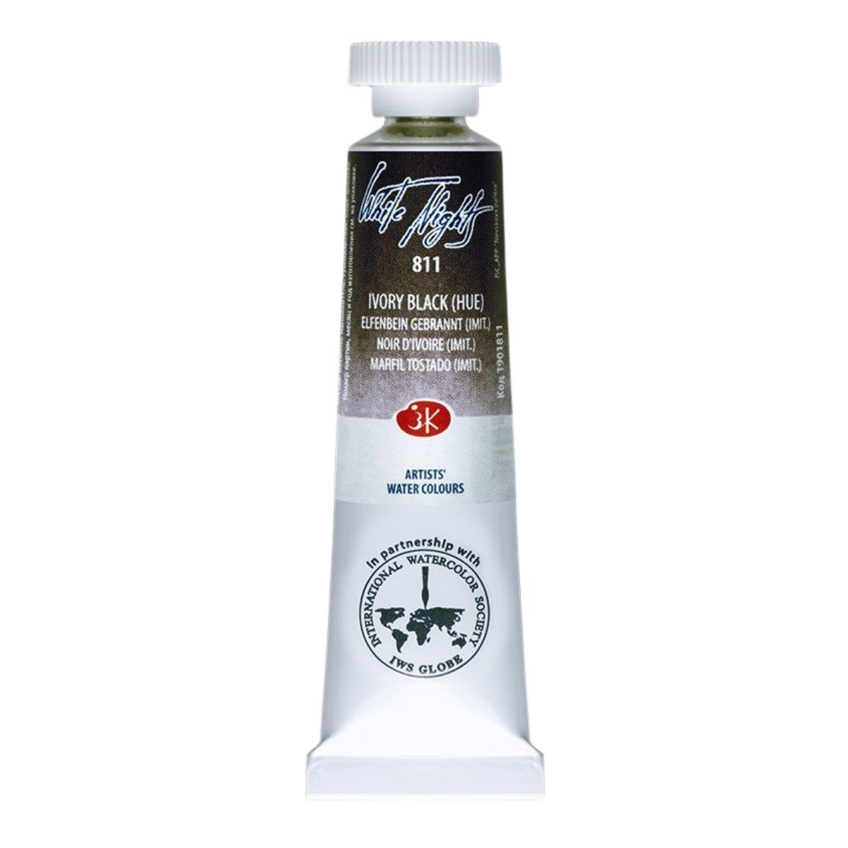 White Nights Watercolor Tüp Sulu Boya 10ml 811 Ivory Black Hue