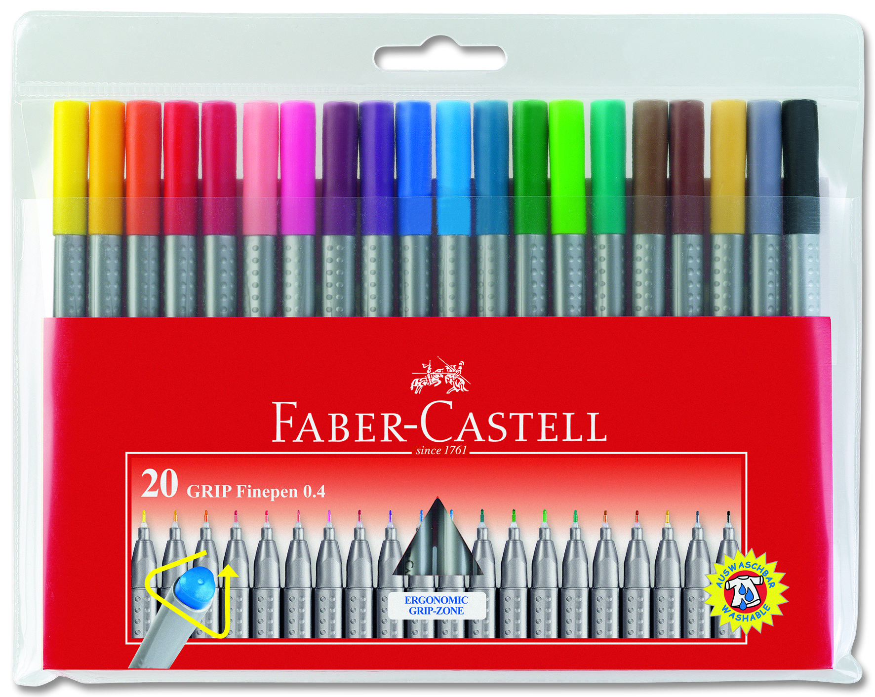 Faber Castell Grip Finepen 0.4mm 20 Renk Poşet