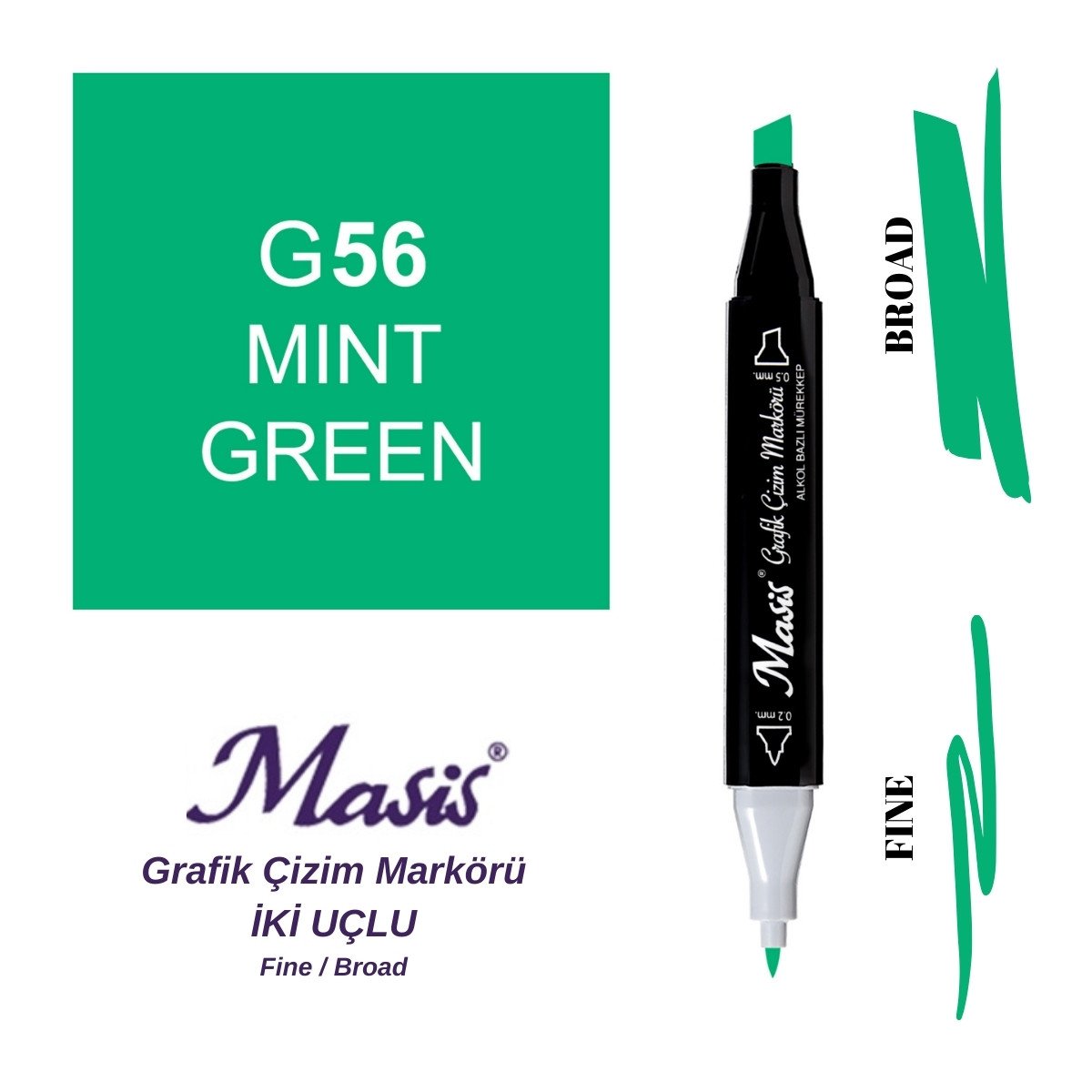 Masis Twin Çift Uçlu Marker Kalemi 56 Mint Green