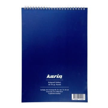 Karin Kaligrafi Defteri A4 110gr 50yp Spiralli Kareli