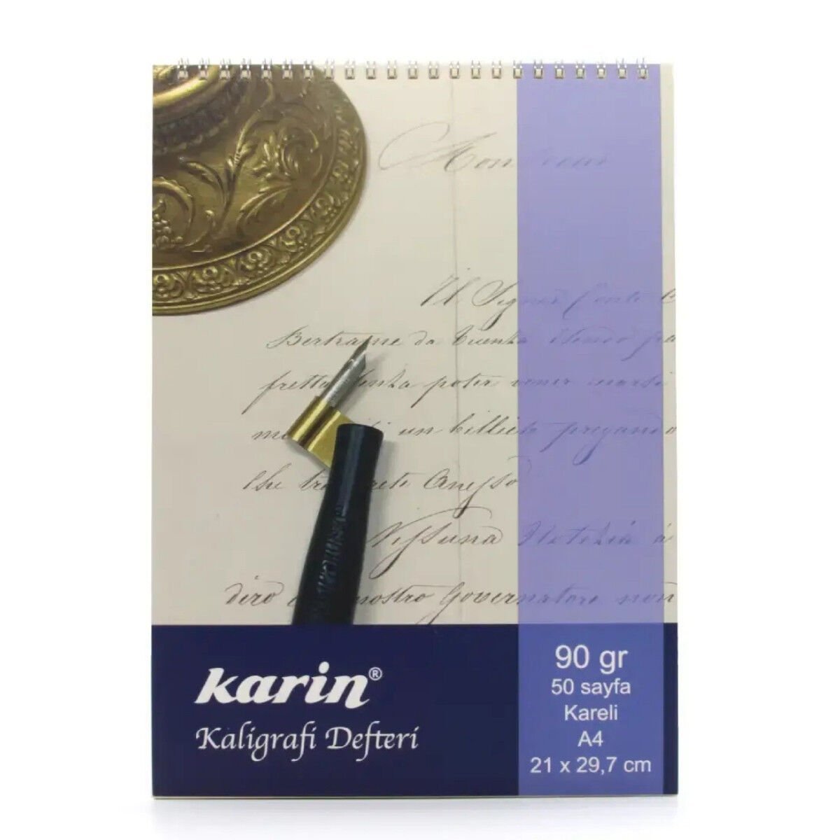 Karin Kaligrafi Defteri A4 90gr 50yp Spiralli Kareli