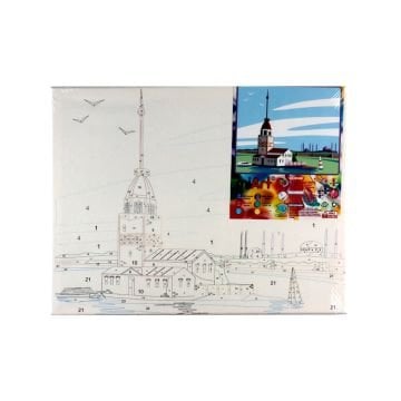 miArt Sayılarla Boyama Seti - Numaralı Tuval 30x40cm 04 Kız Kulesi