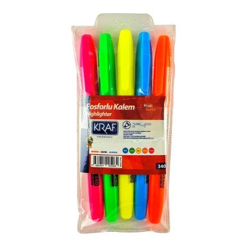 Kraf 340 Fosforlu Kalem Highlighter 2-4mm 5li