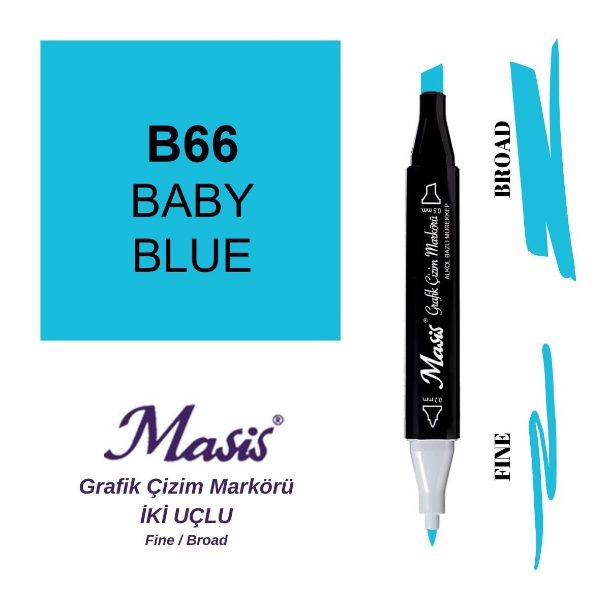 Masis Twin Çift Uçlu Marker Kalemi 66 Baby Blue