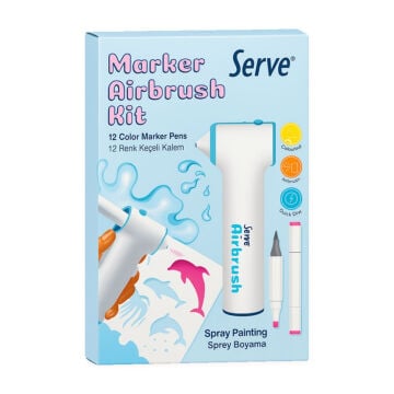 Serve Marker Airbrush Kiti 12 Renk