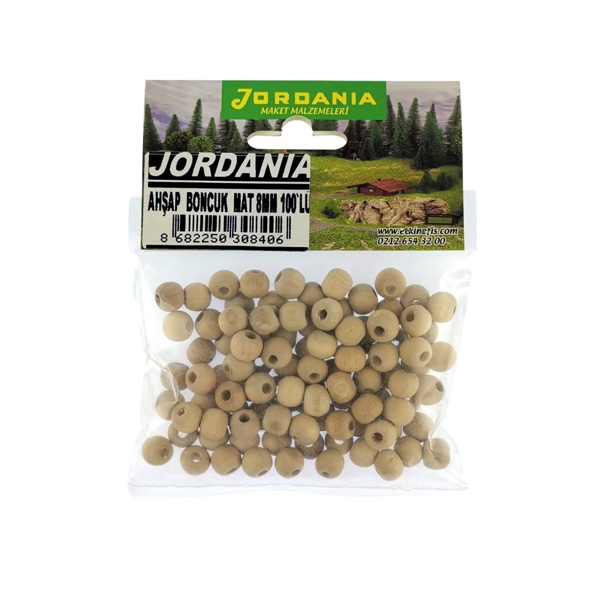 Jordania Ahşap Boncuk Natural Mat Yuvarlak 8mm 100lü