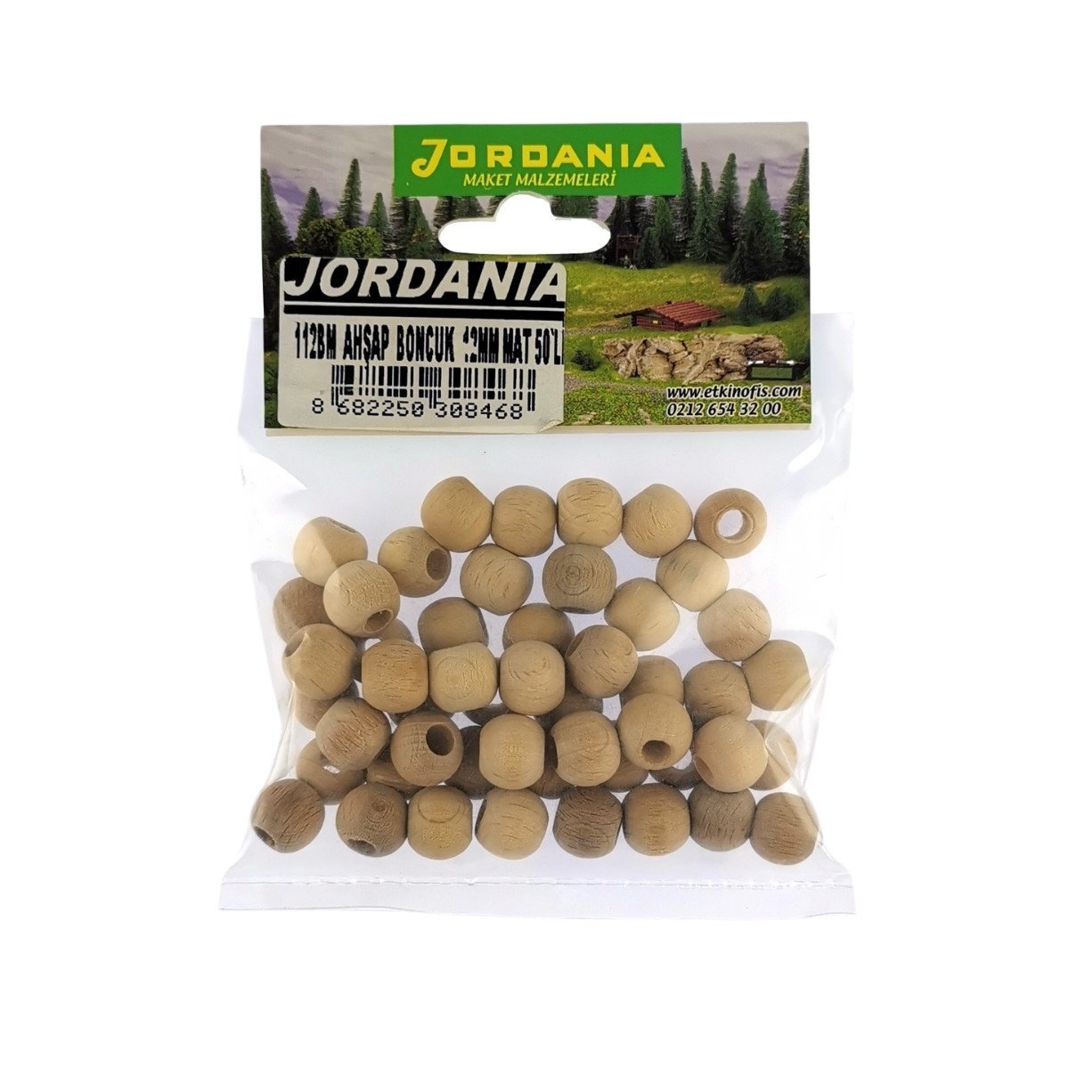 Jordania Ahşap Boncuk Natural Mat Yuvarlak 12mm 50li