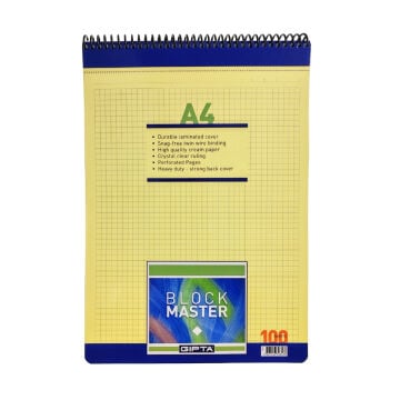 Gıpta Karton Kapak Spiralli Okul Defteri Block Master A4 100yp Kareli