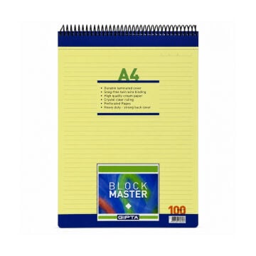 Gıpta Karton Kapak Spiralli Okul Defteri Block Master A4 100yp Çizgili