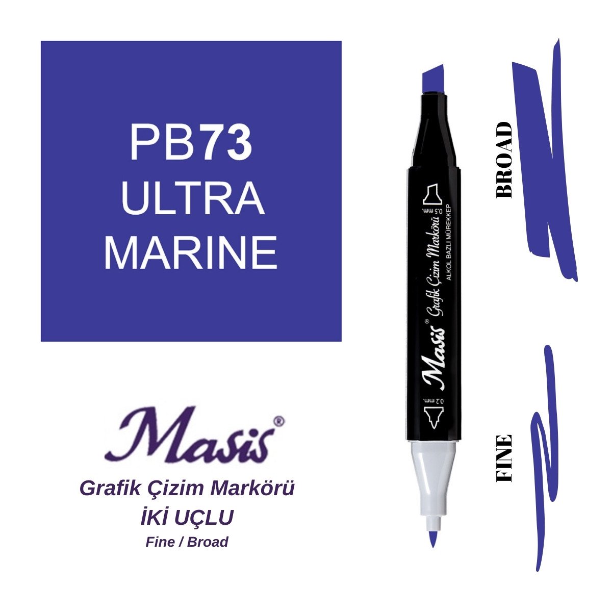 Masis Twin Çift Uçlu Marker Kalemi 73 Ultra Marine