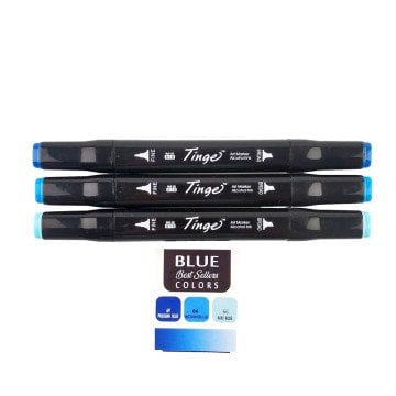 Tinge Marker 3lü Blue Set