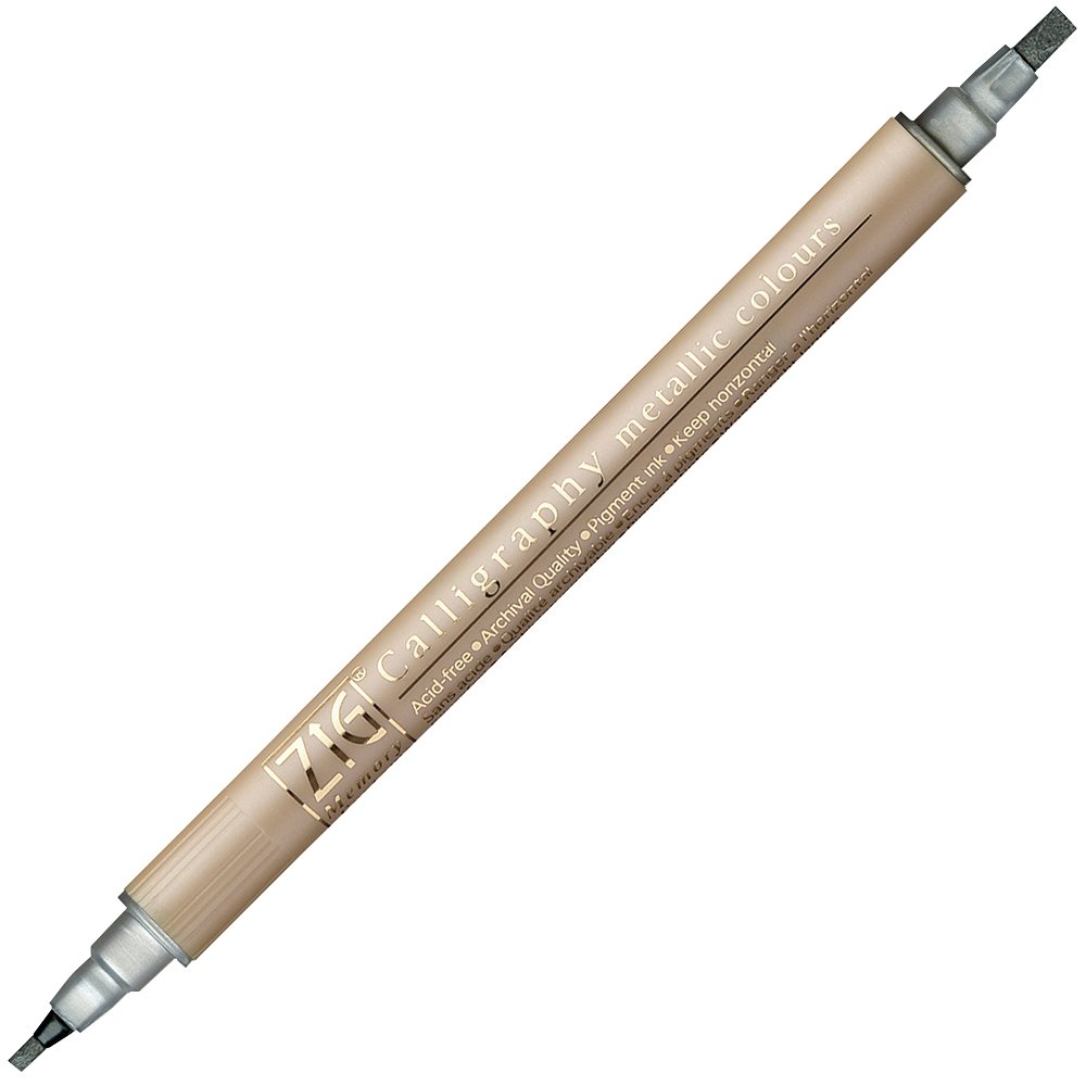Zig Kaligrafi Kalemi MS-8400 Çift Taraflı Düz Kesik 2.0-3.5mm 102 Metalik Gümüş (Silver)