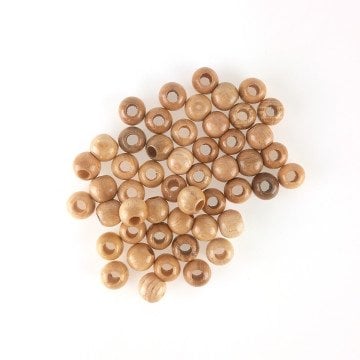 Jordania Ahşap Boncuk Natural Parlak Yuvarlak 12mm 50li