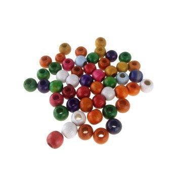Jordania Ahşap Boncuk Renkli Yuvarlak 12mm 50li