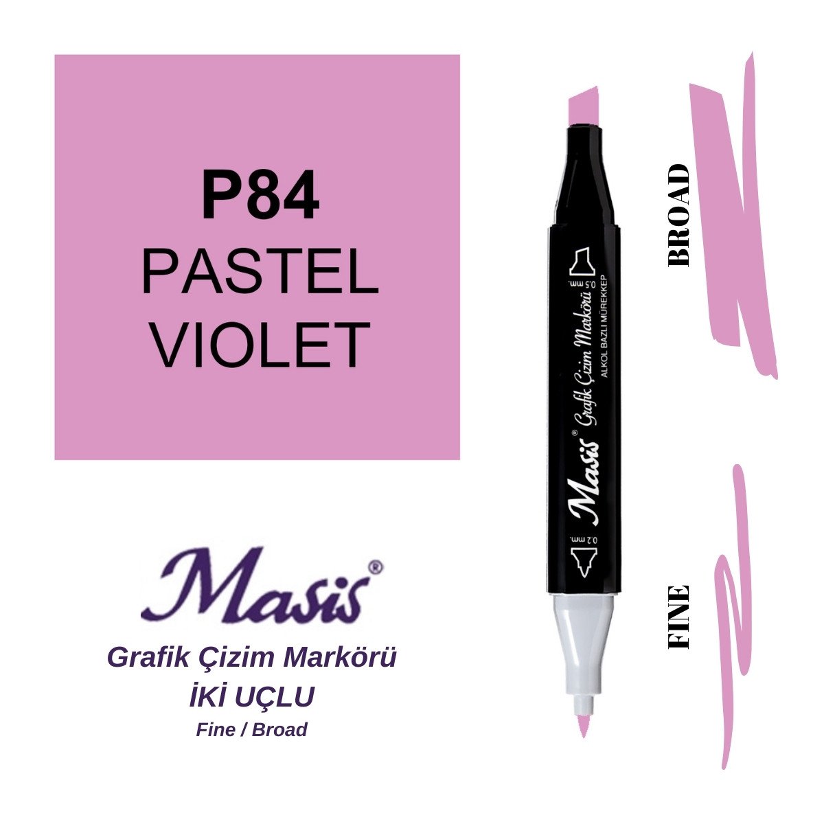 Masis Twin Çift Uçlu Marker Kalemi 84 Pastel Violet