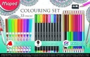 Maped Okul Seti 33'lü 10'le Brush Fineliner + 12 Renk Set Duo Boya