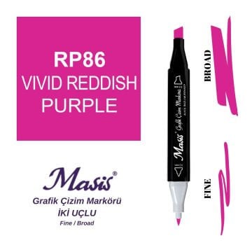 Masis Twin Çift Uçlu Marker Kalemi 86 Vivid Reddish Purple