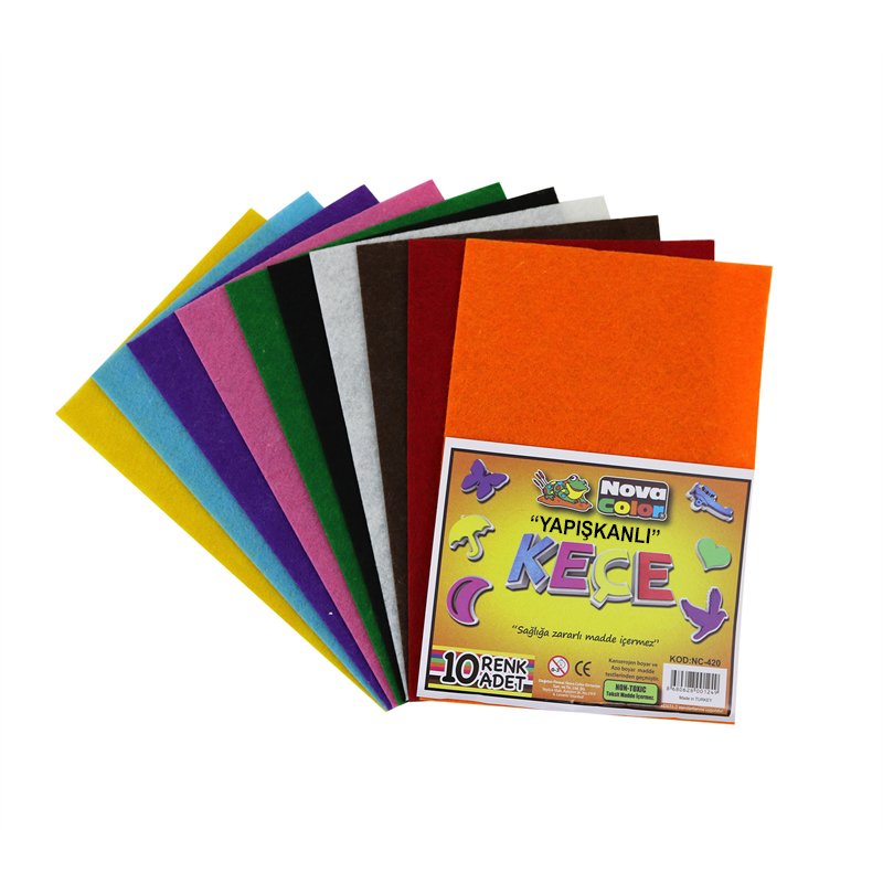 Nova Color Karışık Yapışkanlı Keçe A4 20x30 10'lu Paket