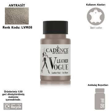 Cadence Leather Vogue Deri Boyasi Metalik 50ml LVM-08 Antrasit
