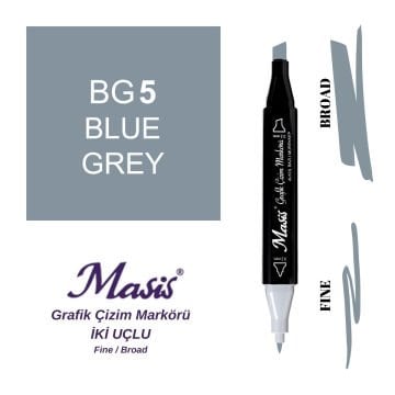 Masis Twin Çift Uçlu Marker Kalemi BG5 Blue Grey