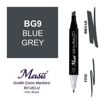 Masis Twin Çift Uçlu Marker Kalemi BG9 Blue Grey